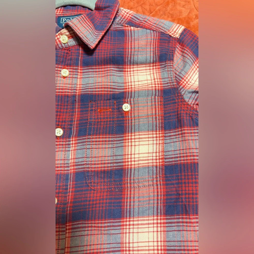 Polo Ralph Lauren Boys Shirt Size 5 Classic Plaid Long Sleeve Button Down